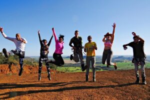 Hikers cheering